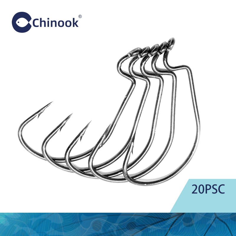 Chinook 20pcs Wide worm Texan  – обзор и цена Fishing Hook Barbless