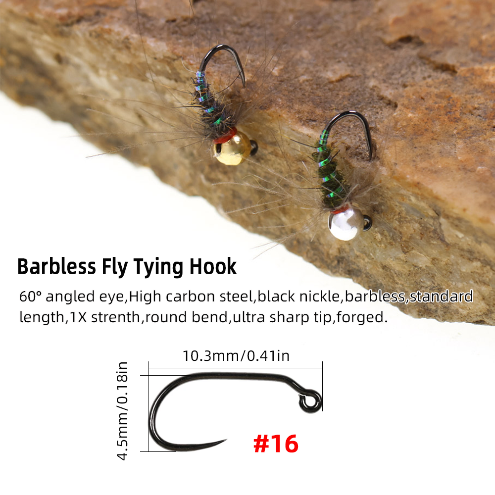 4pcs #16 Tungsten Beadhead CDC – обзор и цена Fishing Hook Barbless
