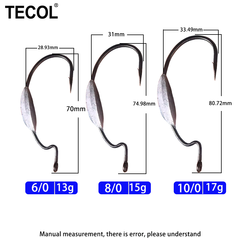 TECOL 3PCS 6/0 8/0 10/0 Weight – обзор и цена Fishing Hook Weedless