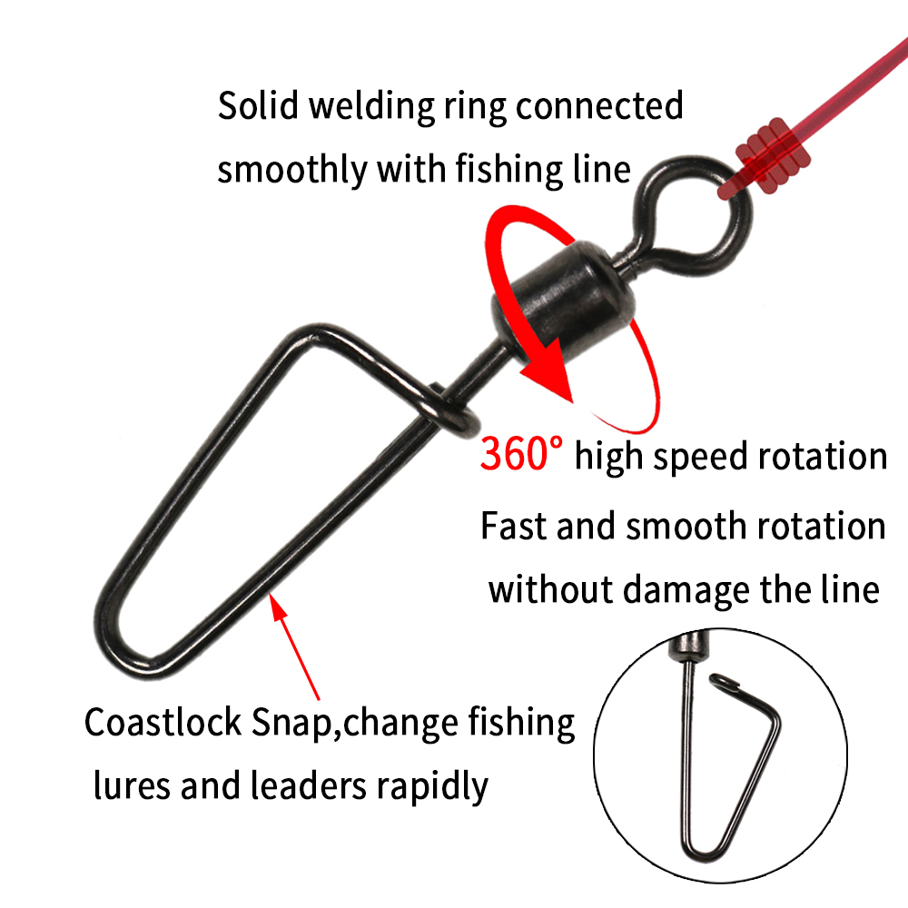 20PCS #12 -1/0 Rolling Swivel  – обзор и цена Fishing Hook Stainless Steel