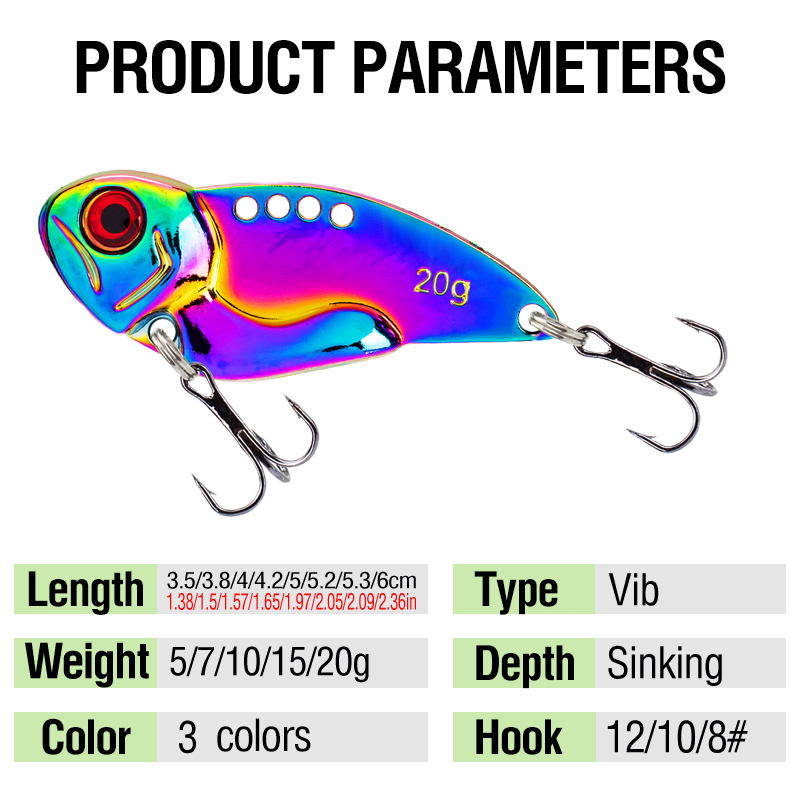 3PCS Metal Colorful VIB Lure 5 – обзор и цена Fishing Hook Treble