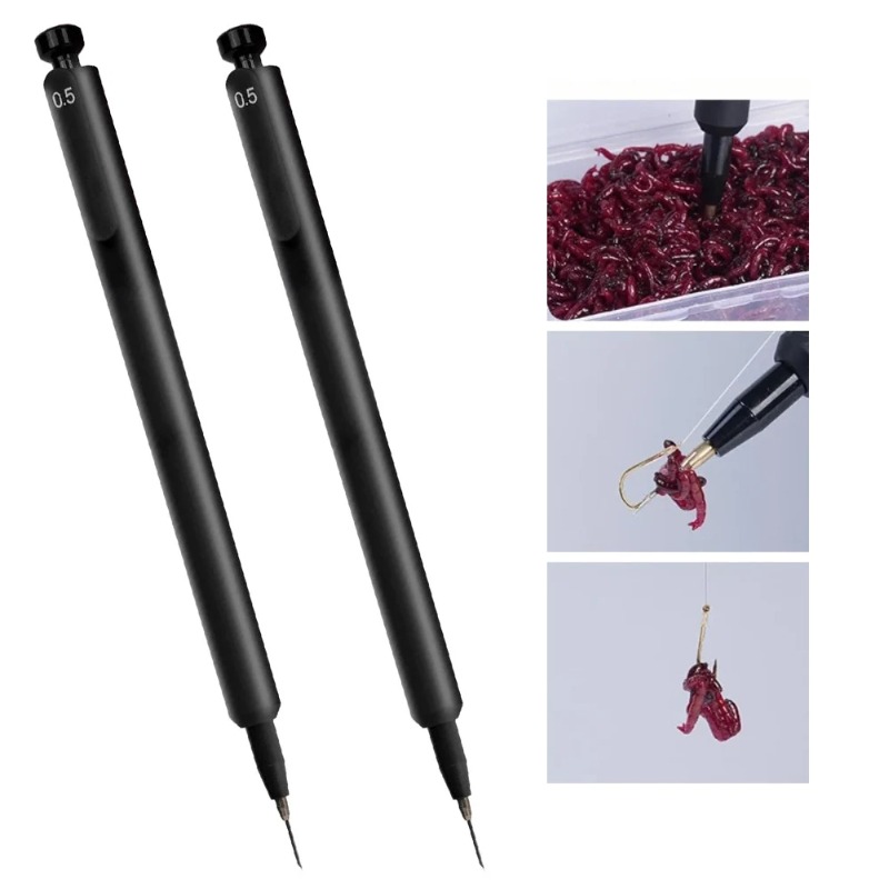 2Pcs Red worm baiting device f – обзор и цена Fishing Hook Size