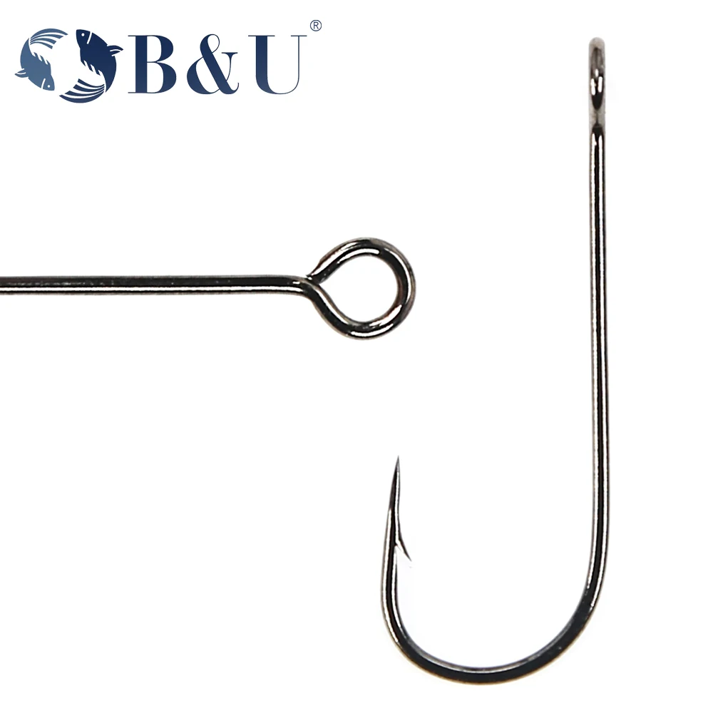 B&U 20pcs Fishing hook big eye – обзор и цена Fishing Hook Barbless