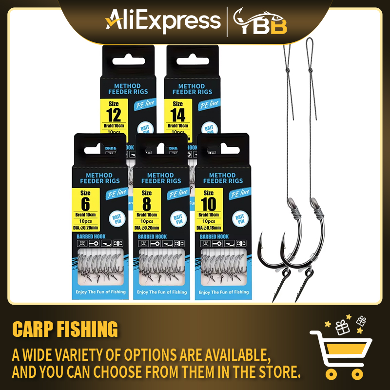Method Feeder Rigs with Barbed – обзор и цена Fishing Hook Assortment