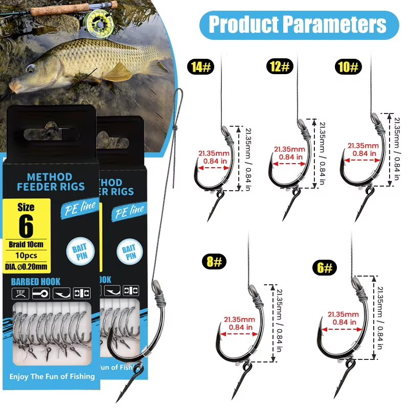 Method Feeder Rigs with Barbed – обзор и цена Fishing Hook Assortment