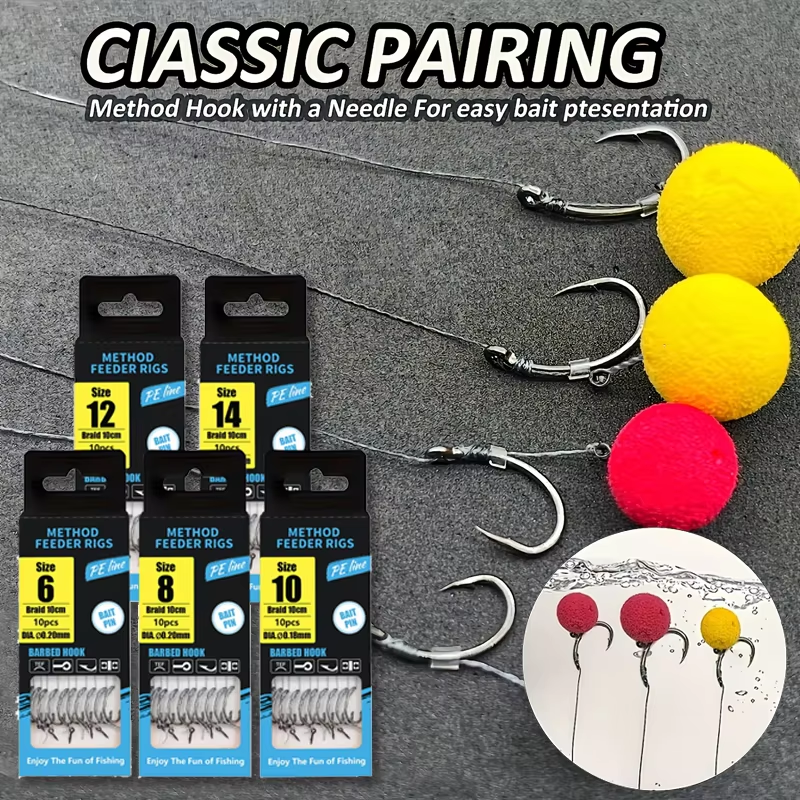 Method Feeder Rigs with Barbed – обзор и цена Fishing Hook Assortment
