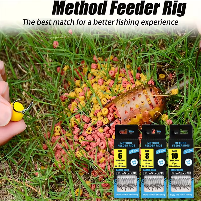 Method Feeder Rigs with Barbed – обзор и цена Fishing Hook Assortment