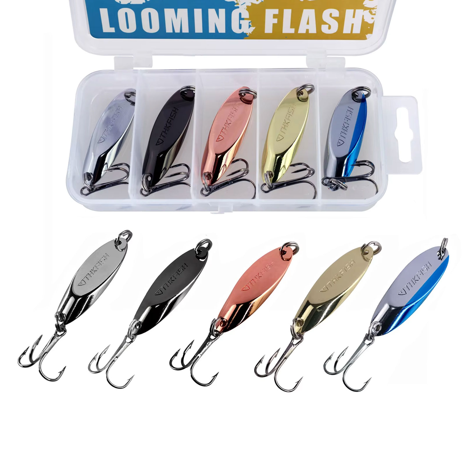 5pcs Metal Spinner Spoon Lures – обзор и цена Fishing Hook Treble