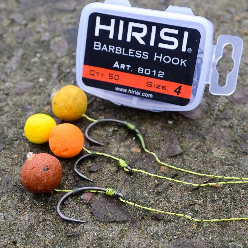 Hirisi 50pcs Coating High Carb – обзор и цена Fishing Hook Barbless